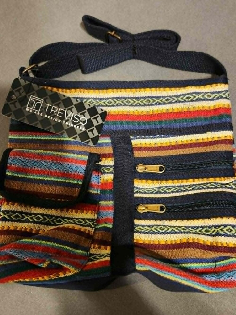 Treviso Boho Woven Striped Crossbody Bag